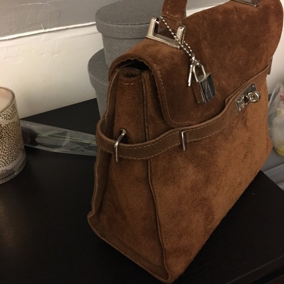 Brown suede handbag originally purchased in Italy - Picture 3 of 7